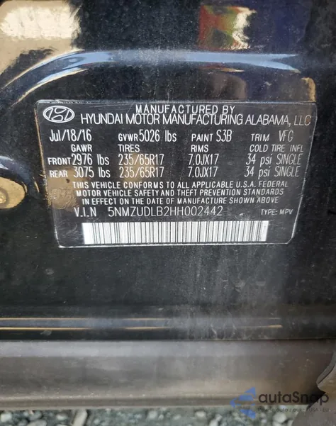 2017 Hyundai Santa Fe Sport из США, поврежденный, VIN 5NMZUDLB2HH002442